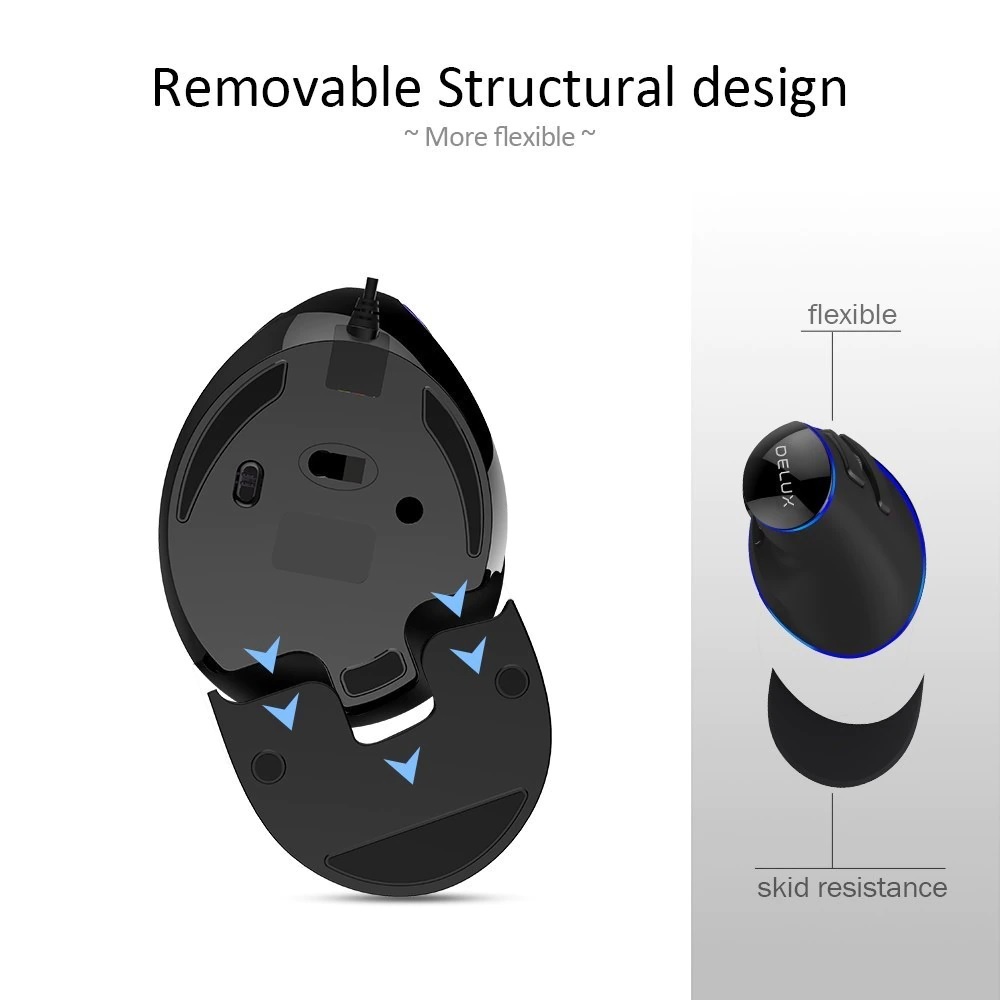 DELUX M618 PLUS - Wired Optical Vertical Mouse - Single Colour Version