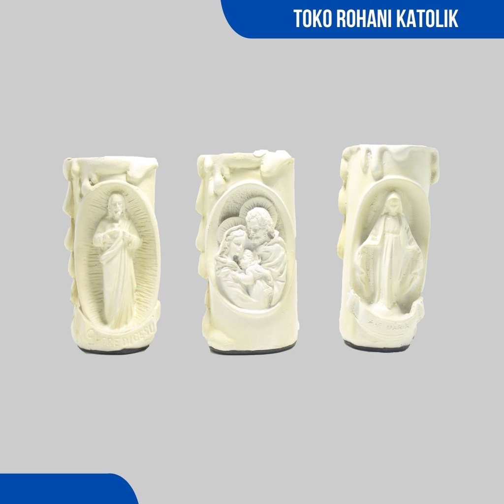 TEMPAT LILIN KATOLIK 10 CM (KREM) / TATAKAN LILIN DOA / LILIN ROHANI - MARIA / CHANDELIER