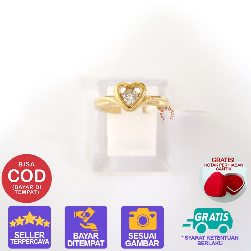 Lovelybutik Cincin Titanium Anti Karat Lil1 Cincin Wanita Titanium Model Permata Love