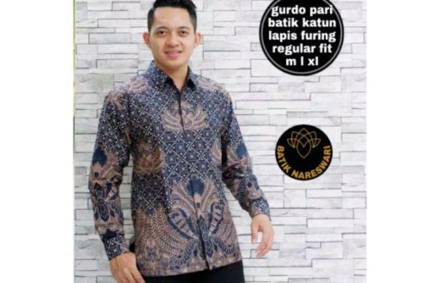 (1kg=4pcs) Kemeja Batik Lengan Panjang Batik Ori Nareswari Anjasmara Batik Solo Seragam Batik