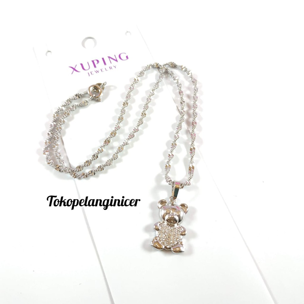 Kalung @Xuping - vier Klaung Anak Model Permata Teddy Bear Silver Anti Karat