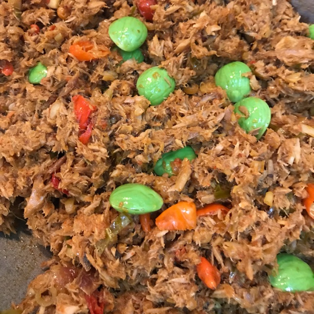 

cakalang suwir pedas / cakalang suwir pedas pete