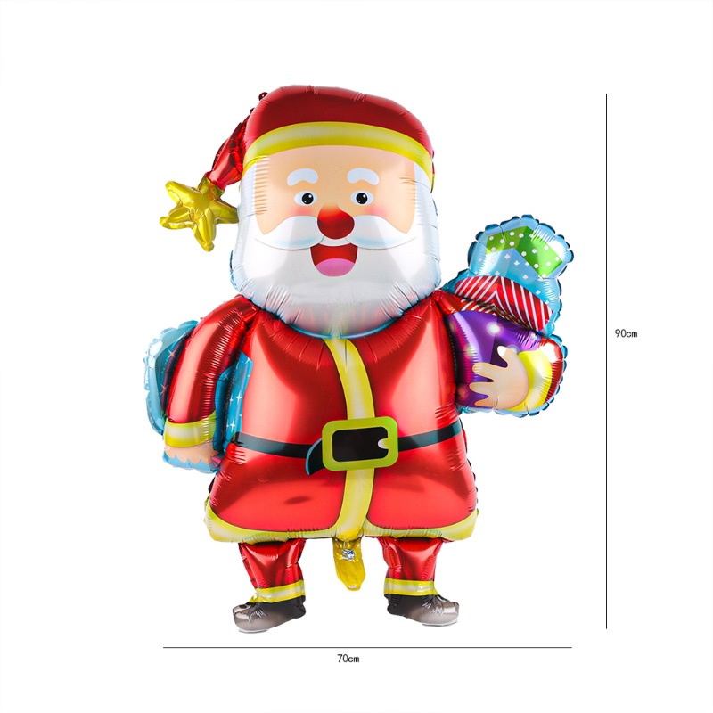 Balon Bentuk Kartun Santa Claus Snowman Elk Bahan Aluminum Film Untuk Dekorasi Pesta Natal