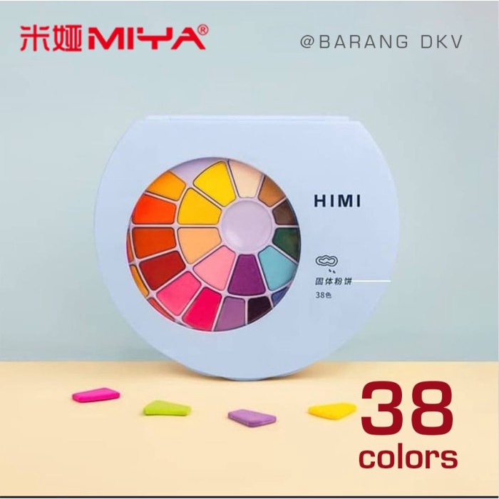 

(TERLARIS) Miya Himi Watercolor Solid 38 Colors Warna + Kuas - Biru Muda