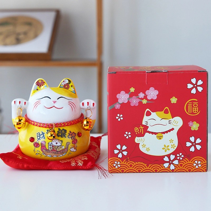 Maneki Neko Kucing Hoki Keramik Pajangan Kado Ultah Celengan Patung