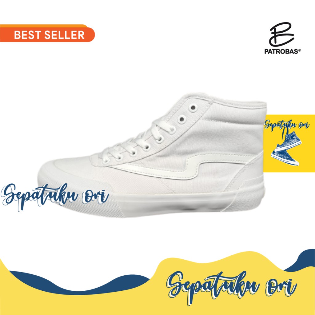 Sepatu Sneakers Patrobas New Ivan High Full Triple White Putih Original | Sepatu Casual Putih Pria W