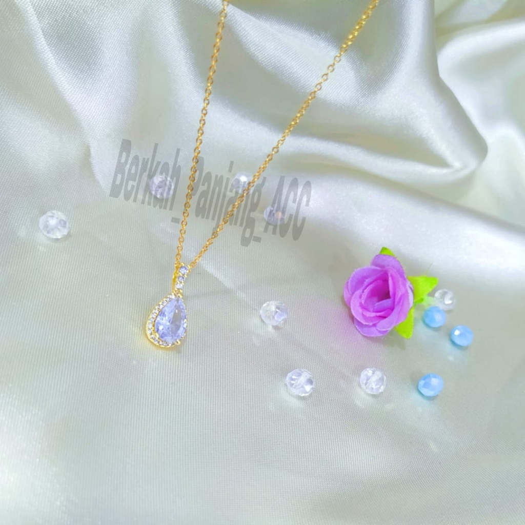 Kalung TITANIUM Zircon Tetes Perhiasan super berkelas fashion korea anti karat dan anti luntur