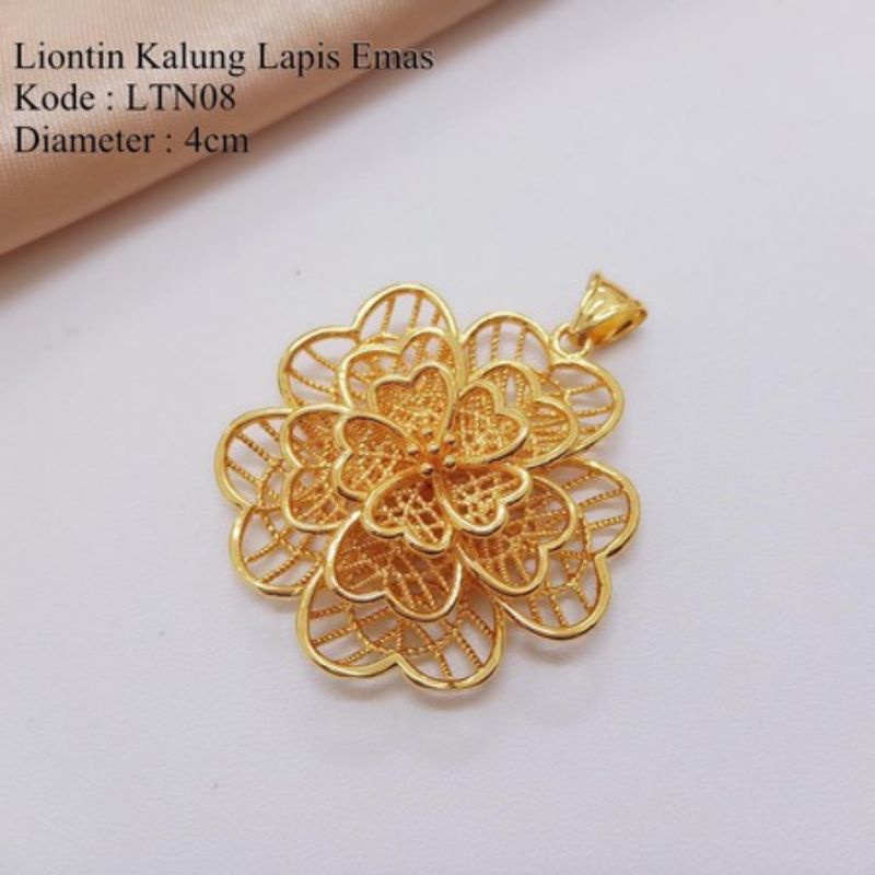 LIONTIN KALUNG BAHAN ALLOY LAPIS EMAS 24 KARAT LTN08