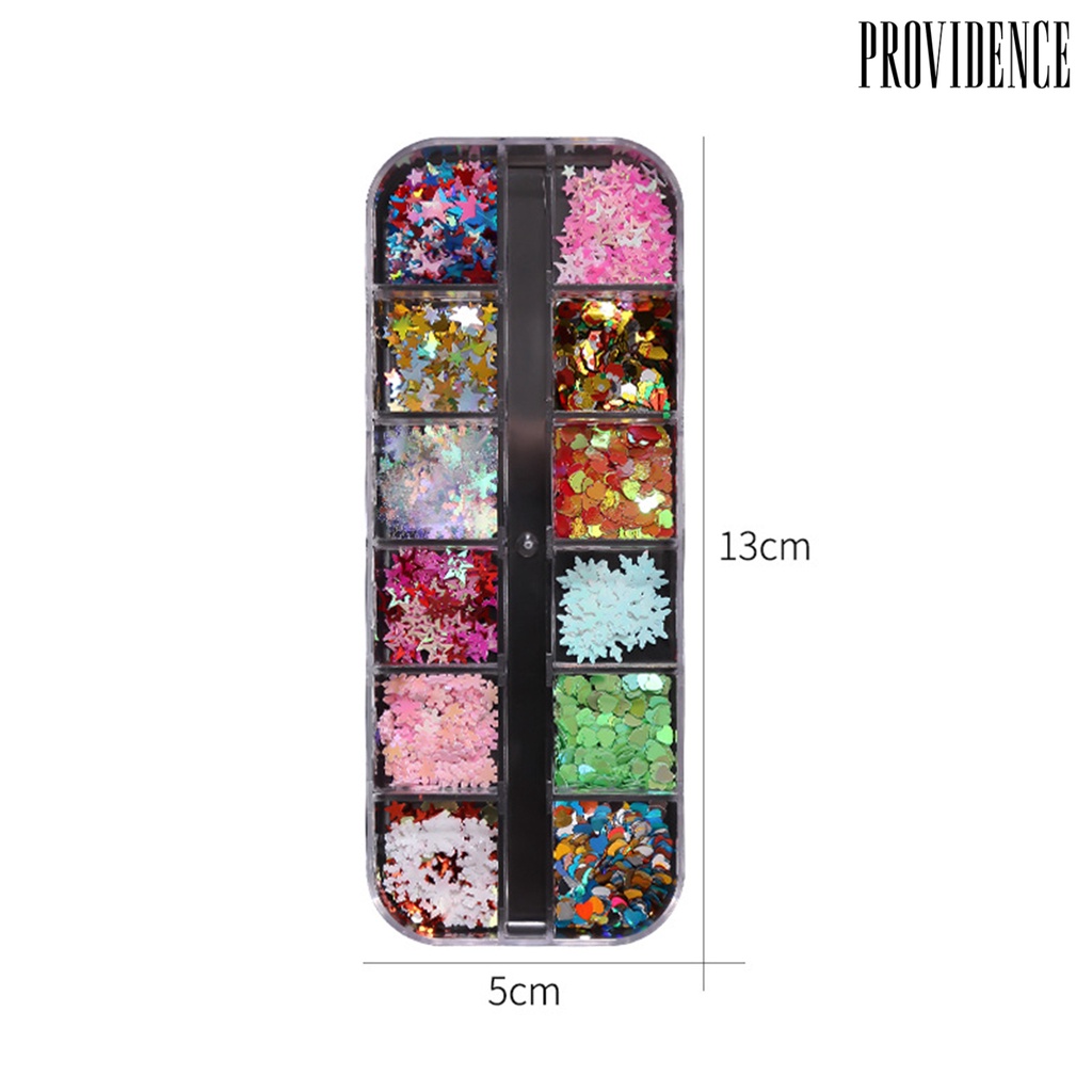 Providence 1 Kotak Payet Kuku Motif Snowflake / Bintang / Natal Untuk Dekorasi Nail Art / Manicure