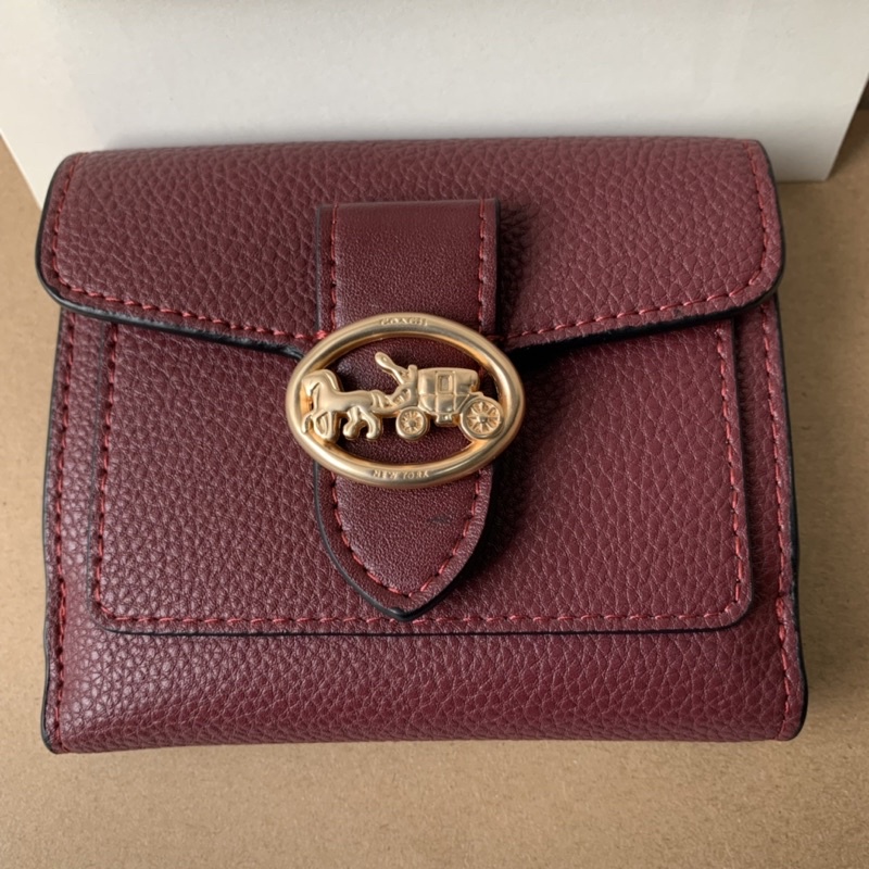 Coach Georgie Small Wallet In Colorblock Signature - Maroon (C7250)