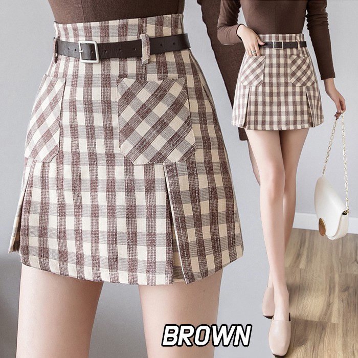 KARAKOREA 8660 Minju Skirt with Belt/Rok Celana/Rok Pendek/Rok kerja/Rok Korea Skirt