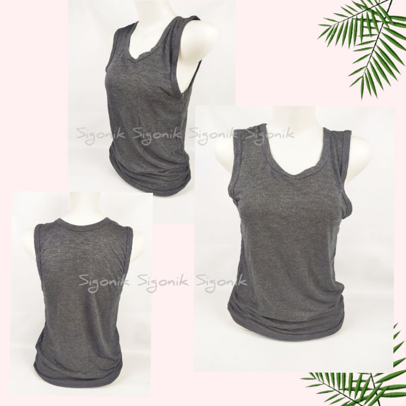 Singlet Tank Top Wanita Dewasa Kurus Remaja ABG L fit XL Tengtop TALI BESAR Katun Murah Sigonik