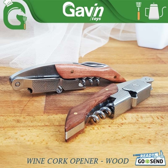 GOOD Wine Cork Opener Corkscrew Kayu Stainless Alat pembuka Botol Bartender