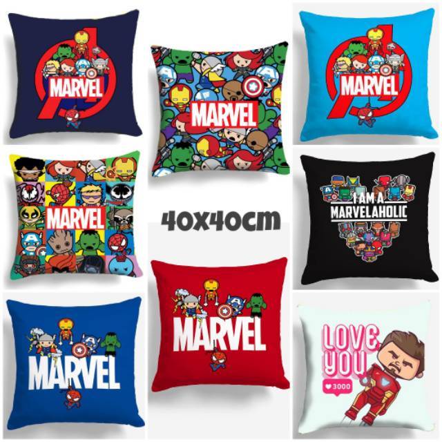 BANTAL SOFA PRINT MOTIF SUPERHERO AVANGERS IRONMAN SPIDERMAN HULK CAPTAIN THOR 40X40 CM