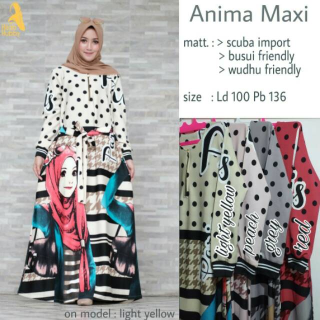 Gamis wanita cantik Anima Maxi, matt Scuba Import