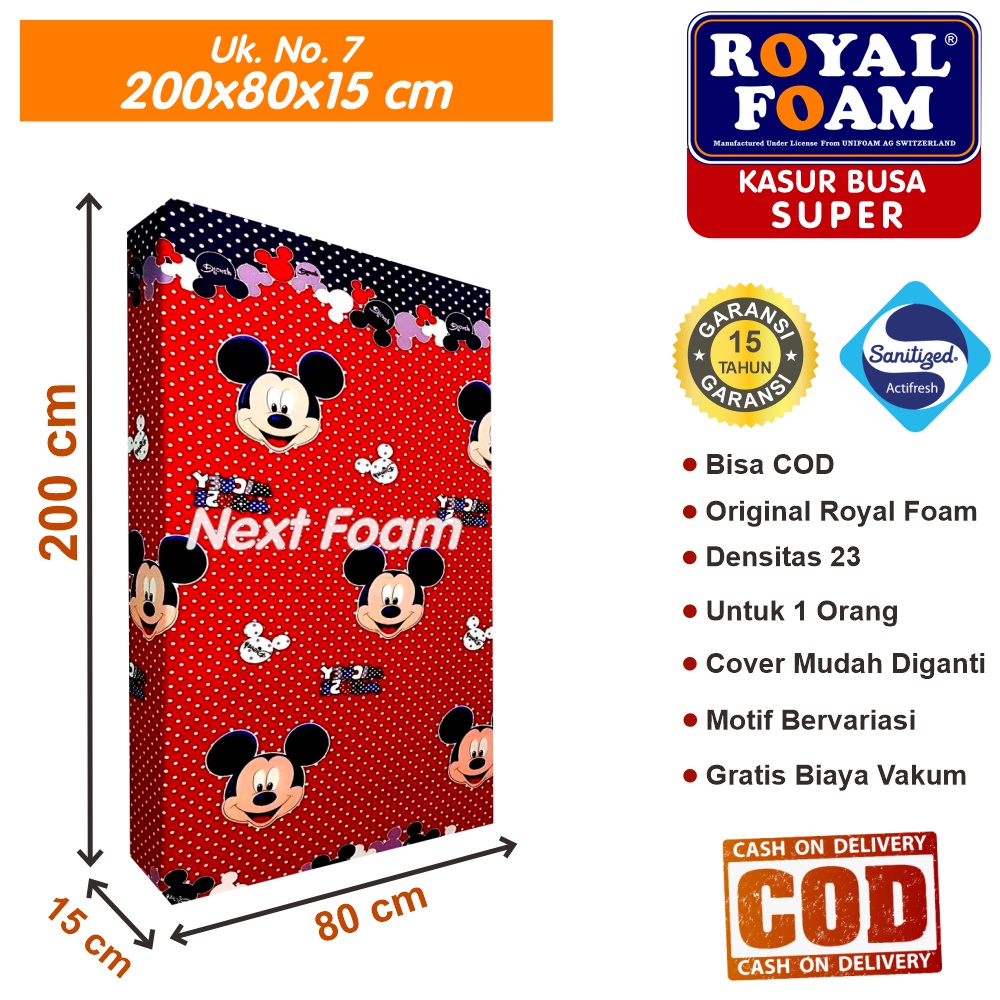 Kasur Busa Royal Foam Ukuran No 7 200x80x15 cm Tebal 15 cm D23 ORIGINAL Garansi 15 Tahun