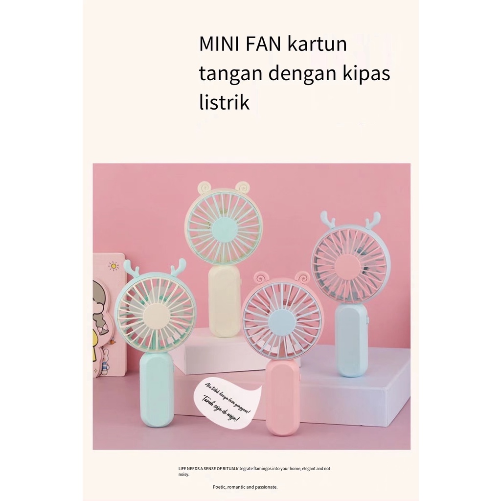 Kipas Genggam Kartun Mini / Kipas Portabel Lucu / Kipas Desktop Mini