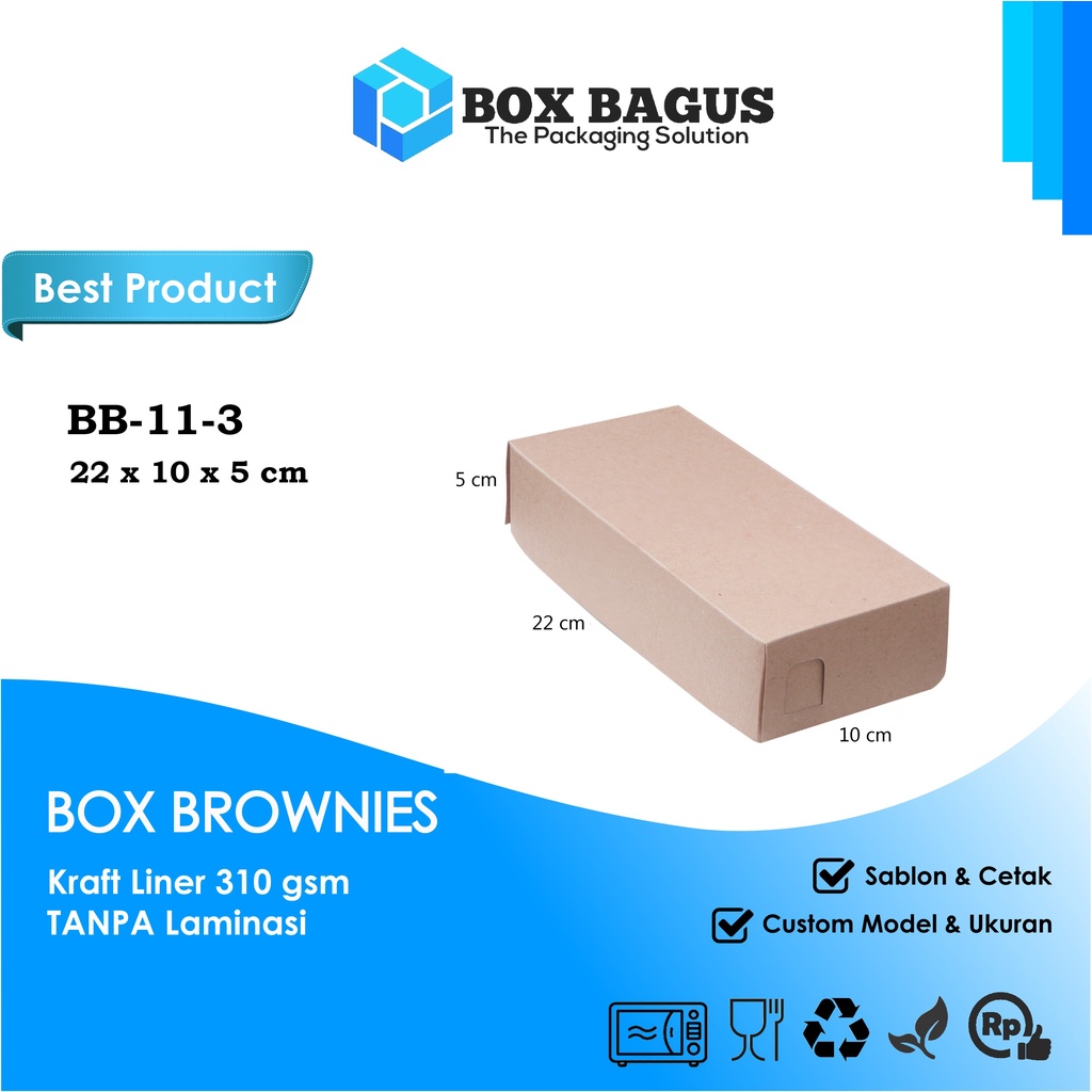 BOX DUS 22x10x5 KRAFT 310 GSM - KOTAK HAMPERS BROWNIES BOLEN KUE ROTI SNACK