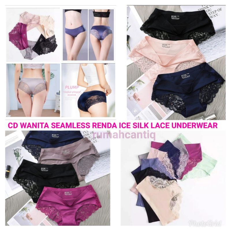 Celana Dalam CD Wanita Seamless Renda Ice Silk Lace Underwear