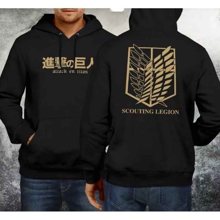 Jaket Jumbo Sweater Anime Attack On Titan Scoting Legion Gold Hoodie Jumbo