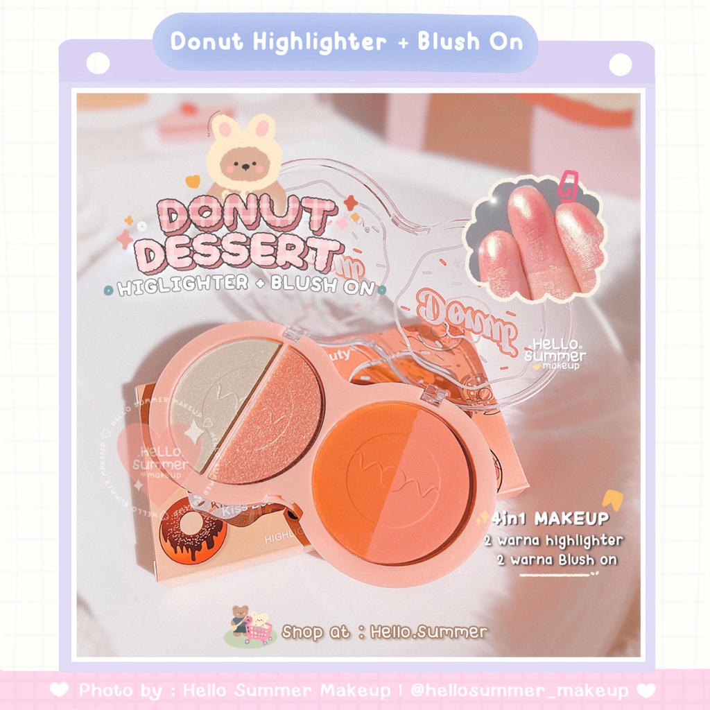 𝐇𝐈𝐆𝐇𝐋𝐈𝐆𝐇𝐓𝐄𝐑 + 𝐁𝐋𝐔𝐒𝐇 - My Donut Duo Highlighter &amp; Blush on High Shine Shimmer Blush Matte