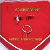 Anting ring/anting hoops polos anak/remaja kilau perak asli 925/Silver lapisan emas putih murni!!!!