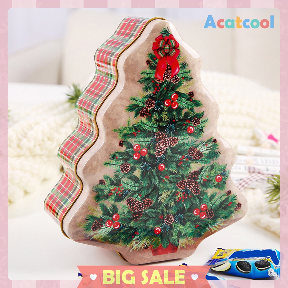 Christmas Tree Shape Tin Sealed Jar Jewelry Biscuits Coin Candy Storage Box