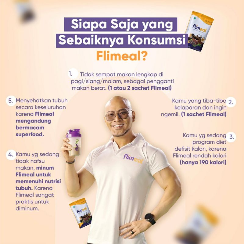 Flimeal Meal Replacement | minuman sereal rasa coklat by Flimty - 1 box isi 12 sachet