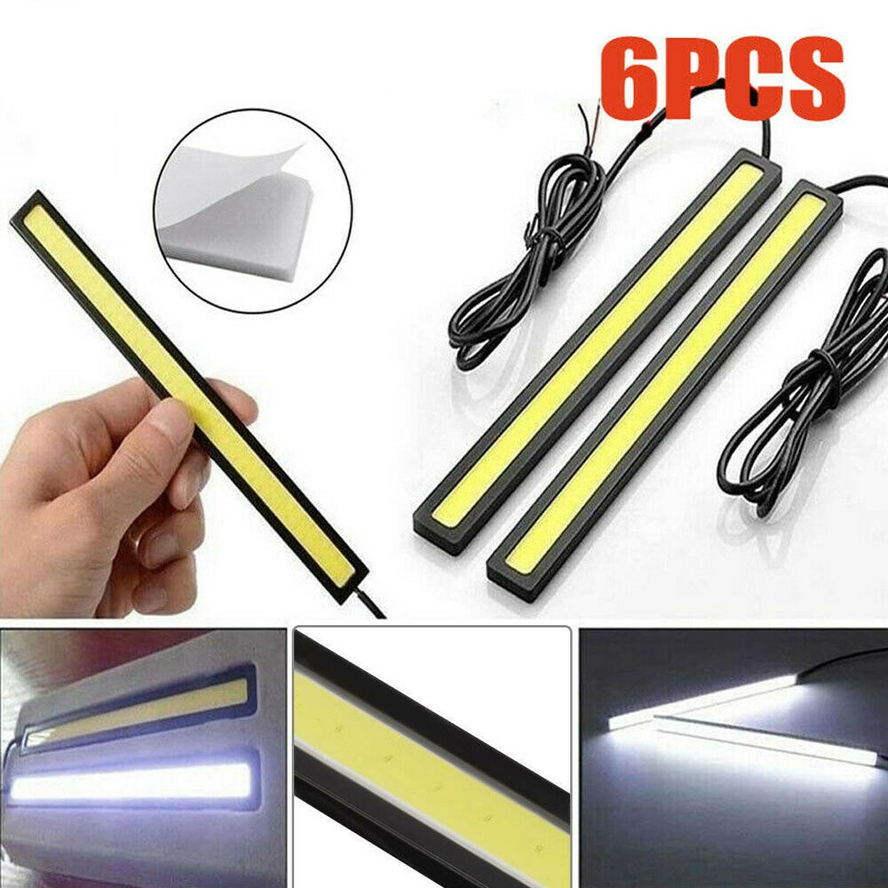 6pcs Lampu Strip LED COB 12V Anti Air Warna Putih Untuk Interior Mobil