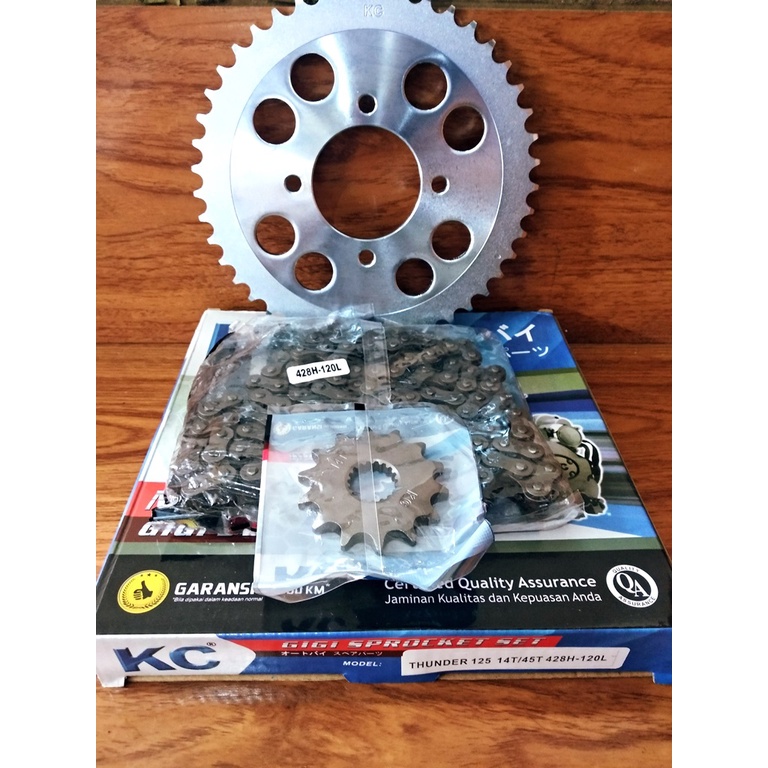 GEAR SET THUNDER 125 GIR PAKET THUNDER 125 GIRSET THUNDER 125 GIR DEPAN BELAKANG RANTAI 428-112 45T-
