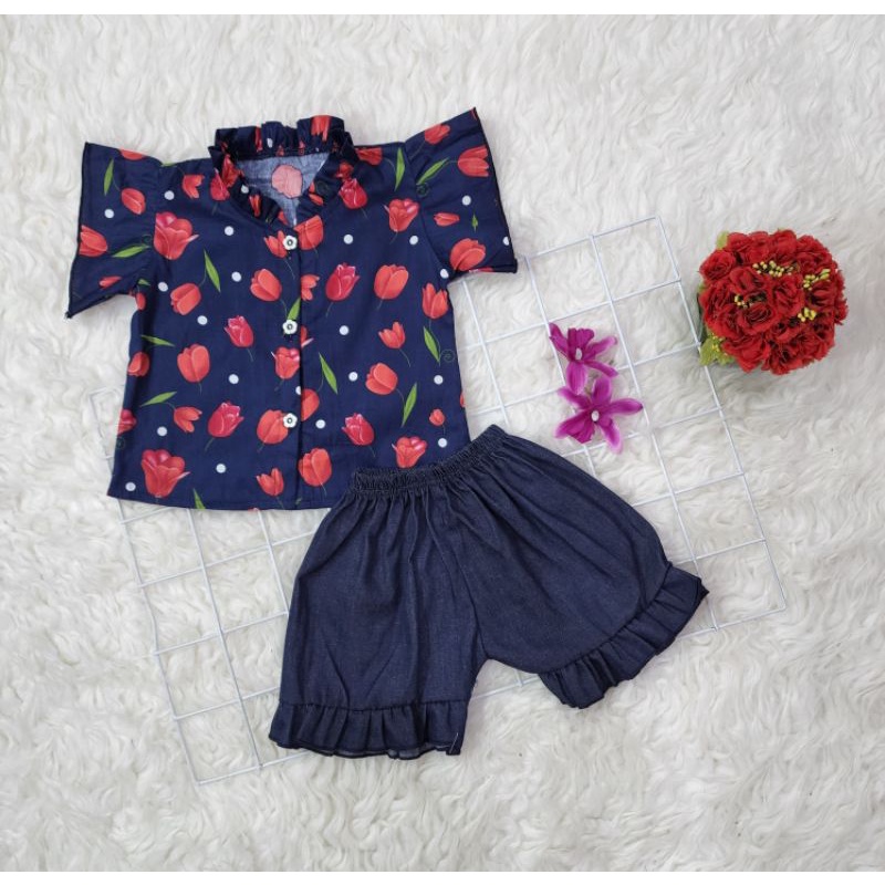 Baju bayi perempuan stelan baby girl bunga 008