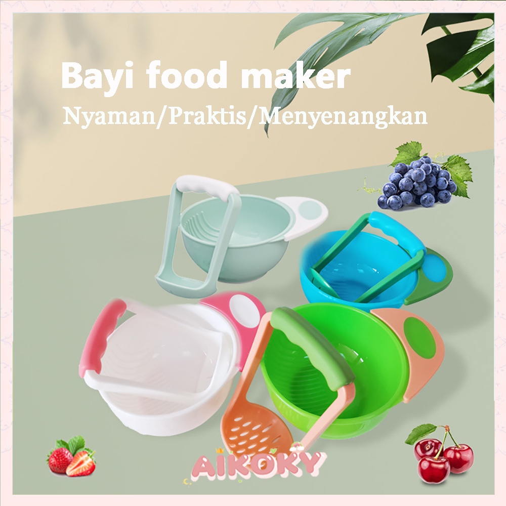 Aikoky Baby Food Maker Set Grinding Bowl Mpasi Alat Pembuat Makanan Bayi