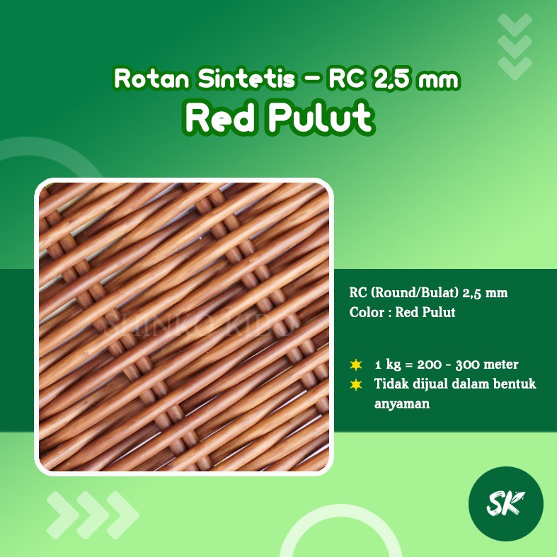 Bahan Rotan Sintetis kiloan kualitas ekspor - RC 2,5 mm Red Pulut