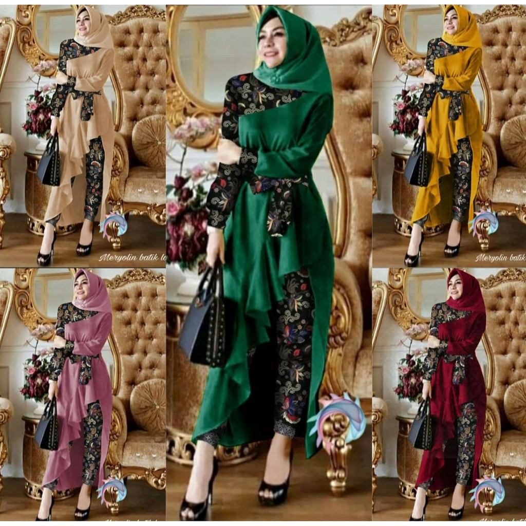 *[RXFK] Set Batik Hijab Lalena/ Batik Set Terbaru Wanita Celana / Hijab Set Ootd Hijab Muslim