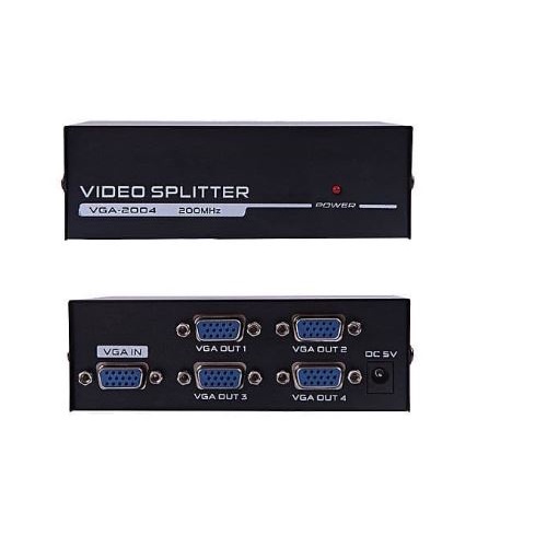 Vga splitter NB 4 port 1440p 200Mhz FHD up 30m adaptor box vga-2004 - Vga 15 pin cabang 1 input to 4 output adapter