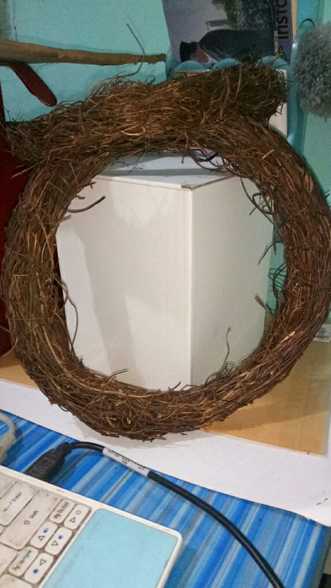 Ring Rotan Diy Wreath Flowers Bulat Kayu Shabby Chic Nordic