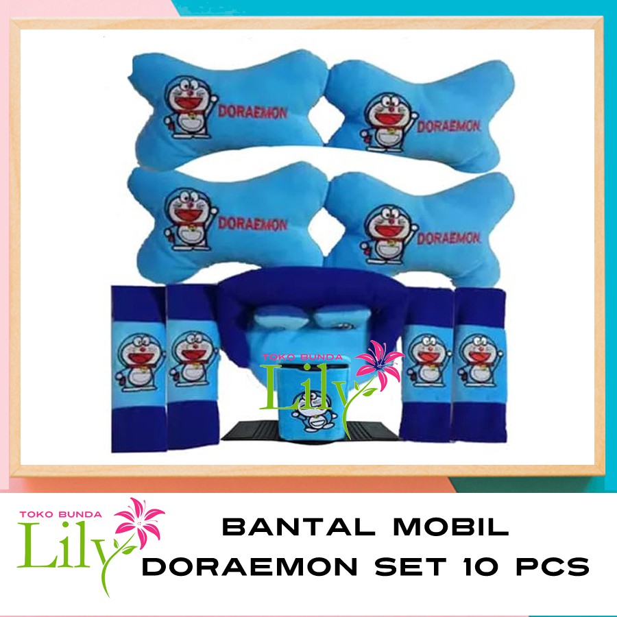 BANTAL MOBIL KARTUN DORAEMON SET 10 PCS