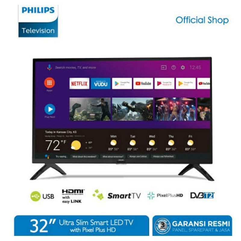 PHILIPS 32PHT5853S LED SMART TV 32 INCH ANDROID TV DVBT2 - 32PHT5853
