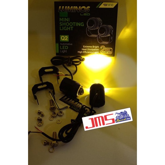 Lampu tembak laser Q2 9nine luminos LED set lensa nyala putih dan kuning universal nmax aerox vixion pcx cb150 vixion r15 ninja mio m3 pcx adv klx crf