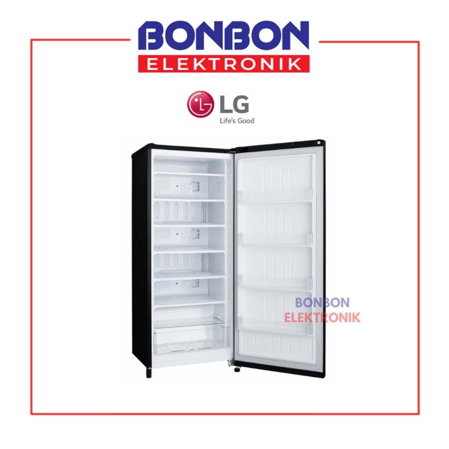 LG Upright Freezer Inverter GN-INV304BK / GNINV304BK 165L 6 Rak Lemari Es Pembeku