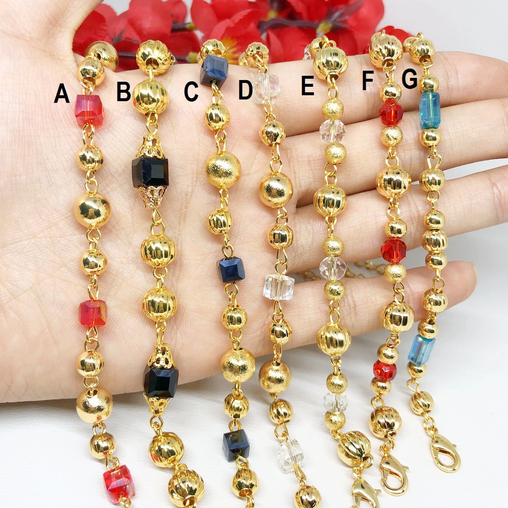 Gelang Xuping Bead Manik Warna Putih Hitam Merah Biru Gold - BB351