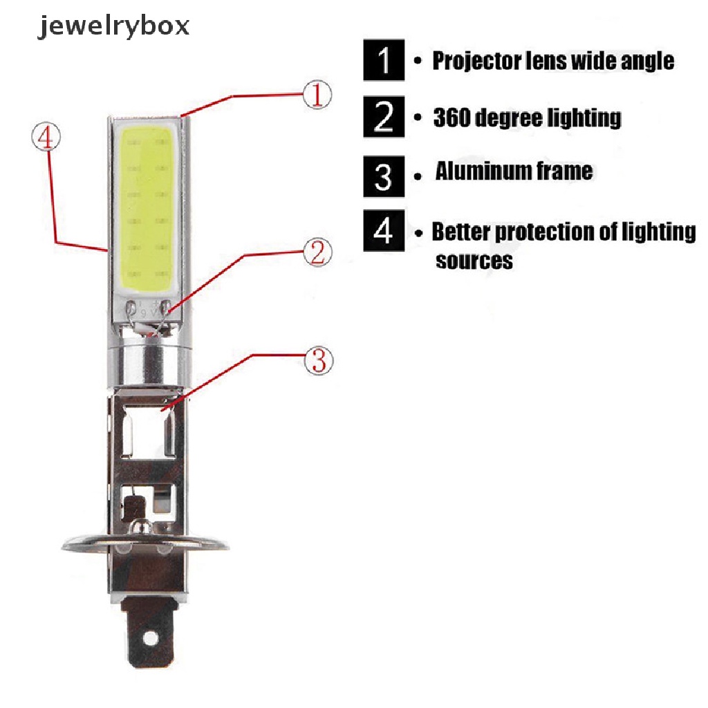 (Box) 2pcs Lampu Kabut Depan DRL LED COB H1 Warna Putih Untuk Mobil