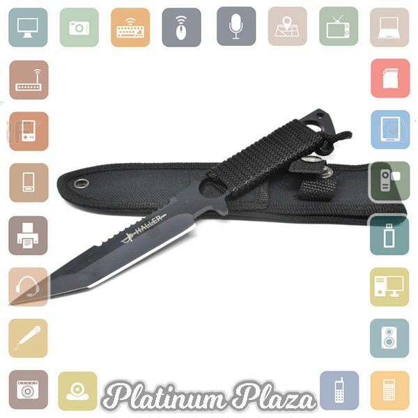 KNIFEZER Haller Pisau Tactical Wild Outdoor Self Defense Knife Survival Tool - D578M - Black`619E5N-