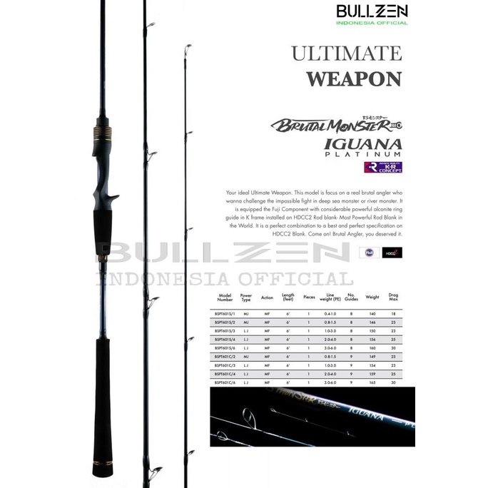BS Monster Iguana Platinum SP dan OH Fishing Rod Pancing Bullzen