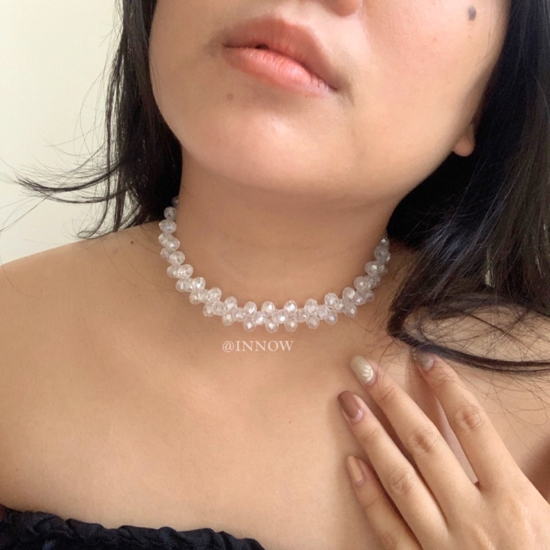 Kalung Pansy/ Crystal Necklace/ Choker/ Aksesoris/ Perhiasan/ Liontin/ Manik manik/ Bead Necklace/ Kalung Wanita/ Jewelry/ Korea Fashion/ Aesthetic/ Elegant/ Simple Necklace-5