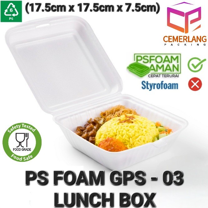 Lunch Box Kotak Makan Nasi Ayam Geprek GPS-3 Not Styrofoam Sterofoam 50pcs