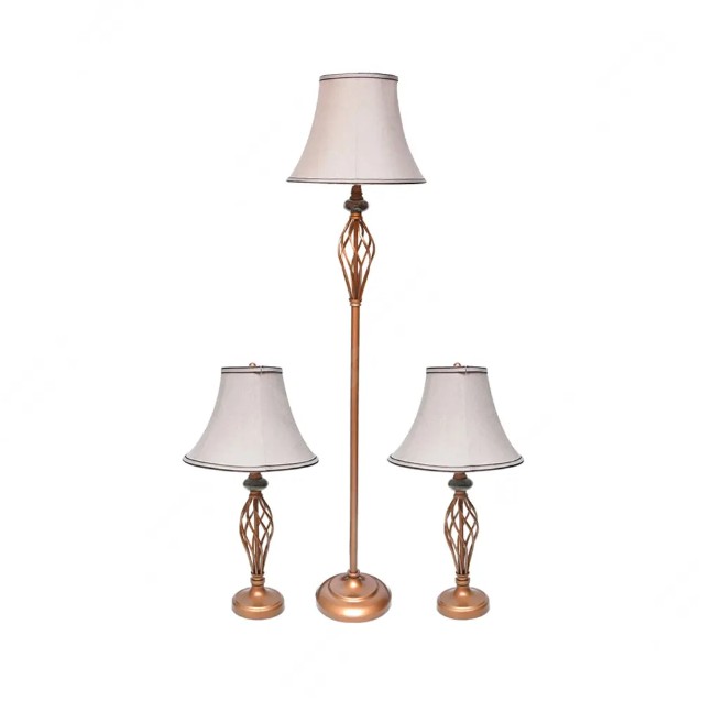 Set Lampu Meja Twist Marble 3 Pcs Eglare - Cokelat