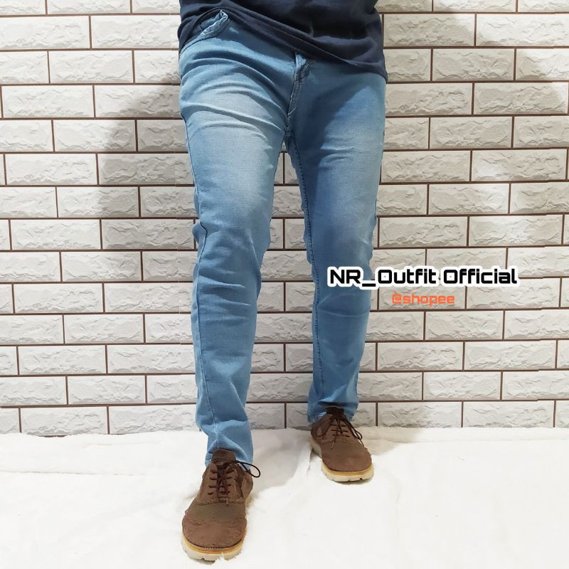 Celana Jeans Panjang Pria Slim Fit Skinny Cowok Stretch Melar 27-38 NR_Outfit Official COD