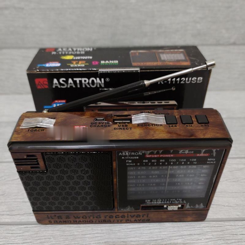 Radio Portable Bluetooth Asatron R-1112 9 Band Radio FM AM SW1-7 Dengan USB TF Card Music Player