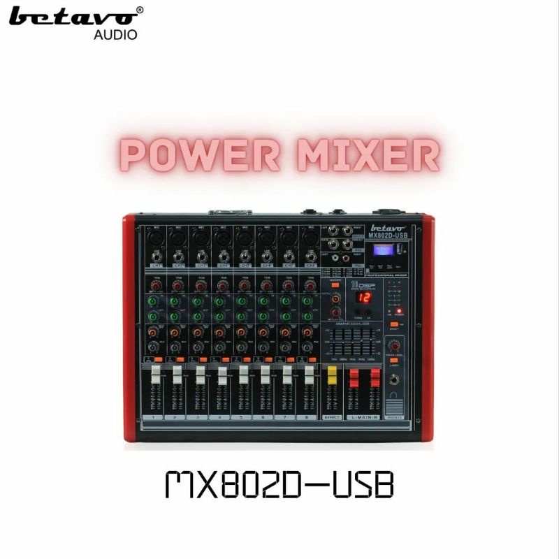 Power Mixer 8 channel Mx-802D MIXER POWER MX802D 150 watt ×2 ORIGINAL